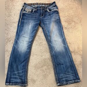 Rock Revival Kort Bootcut Jeans Men’s 34 Fleur De Lis